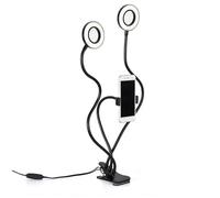 Double Selfie Ring Light with Clip On, Flexible Arms with a Cell Phone Holder Stand for Live Streams/Makeup