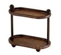 Double Shelf Organizer For Kitchen, Bathroom Or Home Office, 33.5 X 30 X 20 Cm, Walnut Color, ABS Material, Space-Saving Storage Rack For Coffee Station, Cups And Skincare Products(A)