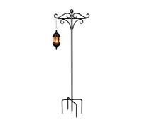Double Shepherds Hooks for Outdoor - Adjustable Bird Feeder Stand, Heavy Duty Iron Hook | 5 Prong Base Shepherds Pole for Garden Decor, Hanging Lights Lanterns Holiday Wedding Yard Use