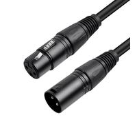 Double Shielded Metal Balanced XLR Male to Female Microphone Cable for Mixer, Amplifier, Stage Light, 1M, Black
