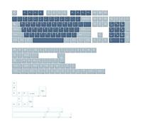Double Shot PBT Keycaps, Dark & Light Tones, Retro Dark Red, Fresh Green, Classic Black White, Cherry Profile For Mechanical Keyboard(Ocean Blue+Grey)
