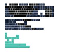 Double Shot PBT Keycaps, Dark & Light Tones, Retro Dark Red, Fresh Green, Classic Black White, Cherry Profile For Mechanical Keyboard(Navy+Black with Teal Accent)