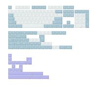 Double Shot PBT Keycaps, Dark & Light Tones, Retro Dark Red, Fresh Green, Classic Black White, Cherry Profile For Mechanical Keyboard(White Blue Purple Combo)