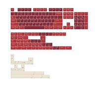 Double Shot PBT Keycaps, Dark & Light Tones, Retro Dark Red, Fresh Green, Classic Black White, Cherry Profile For Mechanical Keyboard(Warm Brick Red+Beige)