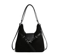 Double-Shoulder Bags W/Adjustable Straps Faux Suede Shoulder Bag Fashion Single Shoulder Bags for Everyday Work Wedding Going Out (Black)