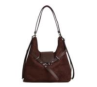 Double-Shoulder Bags W/Adjustable Straps Faux Suede Shoulder Bag Fashion Single Shoulder Bags for Everyday Work Wedding Going Out (Coffee)