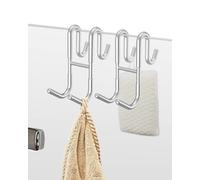 Double Shower Door Hooks - Shower Hook Over The Door Towel Hook for Frameless Glass, Bathroom Hooks for Shower Squeegee Rack, Robe, Organize (2 Pack)