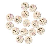 Double-Side Baby Memory Souvenir Cards Natural Wood Animal Number Props Capturing Monthly Development Progress Safe Wooden Month Cards for Newborns Photos