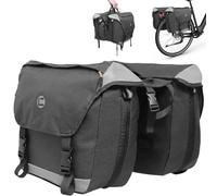 Double Side Bike Pannier Bag with Reflective Trim & Handle, Waterproof Large Capacity Bicycle Panniers Rear Rack Bag, Bicycles Saddle Storage Bags Accessories Rain Cover Handbag for Cycling Traveling