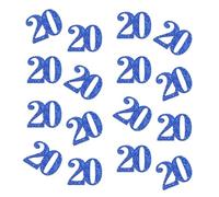 Double Side Blue Glitter Paper Numbrer 20 Confetti 20 Paper Scatter Table Confetti for 20th Birthday Party 20th Anniversary Party Decoration, 100pcs