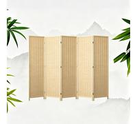 Double-Side Folding Privacy Screen, Bamboo Freestanding Privacy Screen, Simple, Solid Wood, For Room Separation, Home, Office, Restaurant & Bedroom(180x50cm/71x19.7in,5-panel)