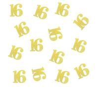 Double Side Gold Glitter Paper Numbrer 16 Confetti 16 Paper Scatter Table Confetti for 16th Birthday Party 16th Anniversary Party Decoration, 100pcs