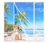 Double Side Openings Fly Screens for Doors 185x270cm Customized Magnetic Door Curtain with Magnet Self Sealing Silence Keep Fly Bug Out Kid and Pet Friendly for Entry Exterior Door Kitchen White