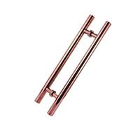 Double Side Push Bar Door Handles, Round Style Gate Pulls for Interior Exterior Entry Door, Brushed Glass Pull Handles with Mounting Screws (Color : Champagne, Size : 15