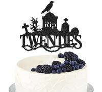 Double-Side Rip Twenties Cake Topper Death to My Twenties Cake Decoration Happy 30th Birthday Decoration Rip to My 20s Supplies Black Glitter