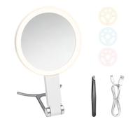 Double Sided 30X Magnification Makeup Mirror with Light, 3 Colour Modes & Brightness Adjustable LED Vanity Mirror, USB-C Rechargeable Travel Mirror with Stand, Tweezer & Case for Precision Makeup