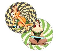 Double-Sided 60s Style Pin Up Girl Slipmats for Turntable | Soft High Quality Felt Turntable Mat Pair | Northern Soul Mod Turntable Pad | Produced in Berlin by Concrete Schoolyard