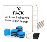 Double Sided A4 Whiteboard Lined Dry Erase Board 10 Pack 9''x 12'' Mini Portable White Boards for Kids Students Teachers School Supplies Lapboards Including 10 Markers and 10 Erasers