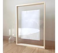 Double Sided Acrylic Frame with Natural Wood Finish - Floating Display for Botanical Art,Wall Decor & Certificates - Reversible Shadow Box for Home Office Gallery Hanging(A3(30.7*43cm), Log)