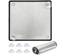 Double Sided Aluminium Foil Blackout Window Film, Thermal Insulated Sun Protection Privacy Shield with Suckers, Anti UV Heat Control Reflector for Campervan Motorhome(Black,100cm x 170cm)