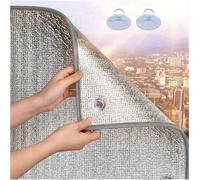 Double Sided Aluminium Foil Window Film Thermal Insulation Heat Reflective Privacy Sun Blocking Cover with Suction Cups for Conservatory Home Office Skylight Blackout Shield(Gray,90cm x 200cm)