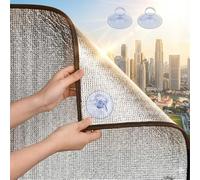 Double Sided Aluminium Foil Window Film Thermal Insulation Heat Reflective Privacy Sun Blocking Cover with Suction Cups for Conservatory Home Office Skylight Blackout Shield(Black,76cm x 200cm)