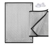Double Sided Aluminium Foil Window Insulation Film, Heat Reflective Window Tinting Cover with Suction Cups and Metal Holes, Sun Blocker Heat Blocking Sheet for House, Attic Door and Roof(90x300cm)