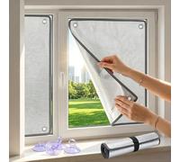 Double-Sided Aluminum Foil Insulation Window Privacy Film, UV Protection Blackout Heat Reflective Window Film for Home, Office, Car, Portable Sun Tint Visor with Suction Cups(Grey,35cm*100cm)