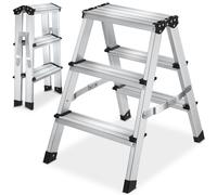 Double-sided Aluminum Step Ladder, Foldable, Non-slip