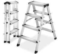 Double-sided Aluminum Step Ladder, Foldable, Non-slip
