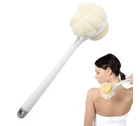 Double-Sided Back Scrubber, Enriched Soft Bristles Body Brush, Back Brush Long Handle for Shower Deep Cleaning, Long Handled Sponge with Hanging Hole