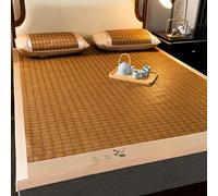 Double-Sided Bamboo Cooling Mat Foldable Bed Pad Breathable Rattan Mattress for Summer Comfort Soft & Lightweight Ideal for Home & Travel