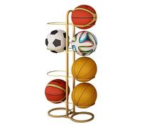 Double-Sided Basketball & Football Ball Stand, Vertical Display Rack, Metal Multi-Functional nizer, Gold Finish, 4-Tier Sports Ball Storage Solution