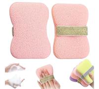 Double-Sided Bath Foaming Bag, Dual-Sided Exfoliating Mesh Pouch, 2 in 1 Bathroom Soap Sponge, Exfoliating Mesh Pouch for Bar Soap Anti Slip Soap Holder (Pink)