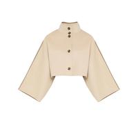 Double-sided cashmere-blend cropped cape jacket - female - Yves Salomon - Ponchos - Beige - 2XL - Jackets 2XL