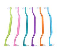 Double Sided Cat Toothbrush Efficient Curved Handle Elastic Bristles Cat Teeth Cleaning Brush for Kitten Small Pet 12Pcs 6 Colors ABS Material 16.5cm