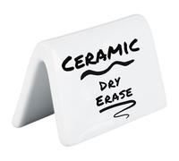Double Sided Ceramic Dry Erase Table Tent Sign White - 3-1/2"x2" - Reusable Tabletop Setting. Great for Wedding, Birthday, Picnic, Banquet, Buffet, Bakery, Party, Events, Message Board, Food Tents