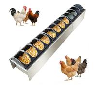 Double-sided Chicken Feeder Narrow Long Water Trough, Stainless Steel Spill-proof, for Chicken Coops Duck Farms