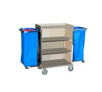 Double-Sided Cleaning Cart, Rooms Linen Cart, Cleaning Trolley, Large-Capacity Oxford Bags, For Public Places Hotel Office Commercial Service Dolly,5 inch wheels
