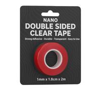 Double Sided Clear Nano Tape With Red Film For Home Office Wall Mount Strong Gel Adhesive Residue Free Reusable Washable Multi Purpose Sticky Tape 18mm x 2m Ideal for DIY Craft Repair (1 Roll)