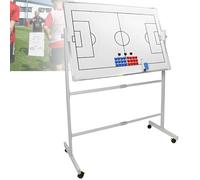 Double-Sided Coaching Clipboard with Sliding Wheel Bracket, Dry Erase White Board for Soccer and Basketball, Height Adjustable