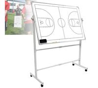 Double-Sided Coaching Clipboard with Sliding Wheel Bracket, Dry Erase White Board for Soccer and Basketball, Height Adjustable