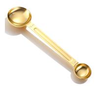 Double Sided Coffee Measuring Spoon, Stainless Steel Teaspoon Scoop 5ml and 15ml Coffee Measuring Scoop, Dual-Measure Long-Handle Spoons for Tea Sugar Baking Precise Gold