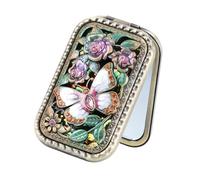 Double-Sided Compact with Decorative Raised Case for Purse, B | Decorative Raised Case for On-the-Go Grooming Checks, Purse Carry, Travel Use and Daily Carry