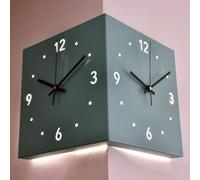 Double-sided Corner Wall Clock, Digital Corner Wall Clock, Silent Modern Living Room Decor, Easy Installation, Grey