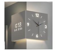 Double Sided Corner Wall Clock - Modern Acrylic LED Luminous Clock for Living Room, Bedroom, and Hallway(L Gray,10in)