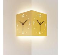 Double Sided Corner Wall Clock - Modern Silent Square Digital Design with Luminous Sensor Feature for Living Room Decor, Stylish Home Art Decoration