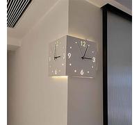 Double Sided Corner Wall Clock, Silent Battery Operated, Sensor Luminous with Numeral Scale, Ideal for Bedroom or Living Room, Easy to Install, Modern Design