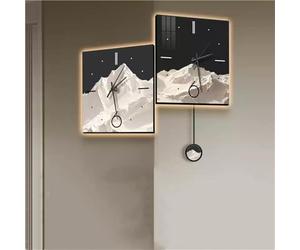 Double-Sided Corner Wall Clock, Simple Corner Creative Clock Decoration Wall, Mountain Scenery Walls Mounted Angle Clocks, Creative Double-Sided Clocks Walls Lamp (A Small)