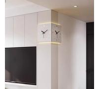 Double Sided Corner Wall Clock Square Silent Metal With Light Creative Sconce, Suitable for Living Room, Bedroom and Corridor Decoration